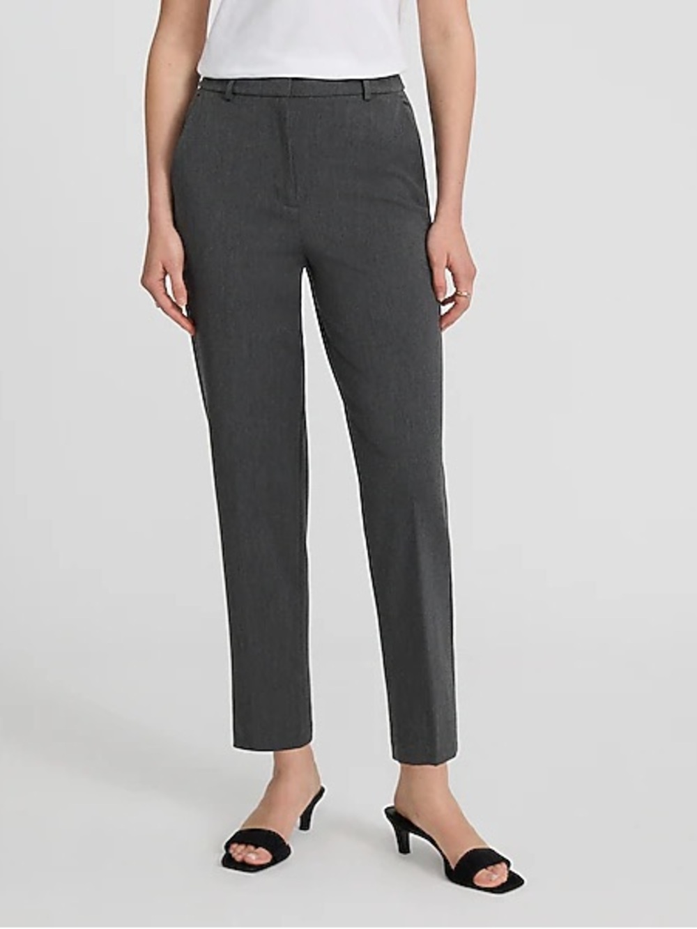 Express Editor Super High Waisted Straight Ankle Pant Grey Womens Sz 4R NWT